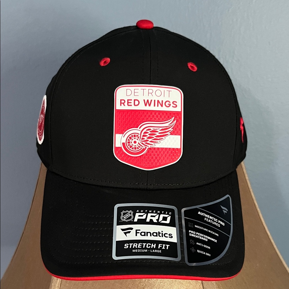 Fanatics Black and Red Detroit Red Wings Stretch-Fit Hat
